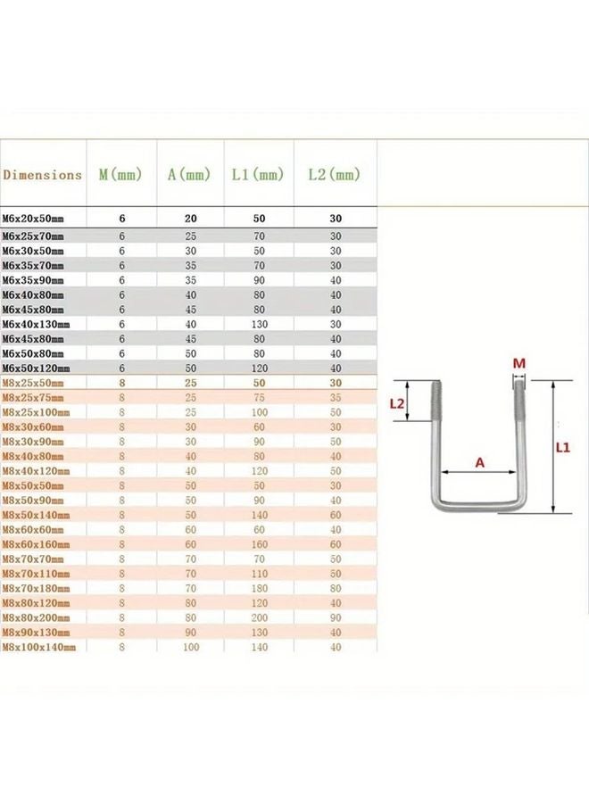 2 Sets M6x30x110mm Heavy Duty Right Angle U Bolt Square Clamp with Baffle - Image 4