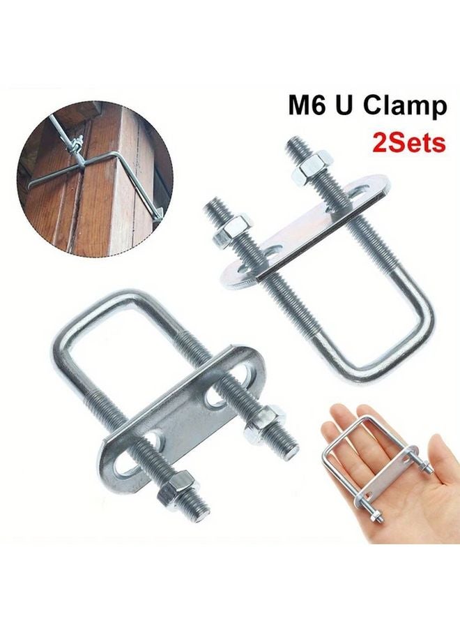 2 Sets M6x30x110mm Heavy Duty Right Angle U Bolt Square Clamp with Baffle - Image 2