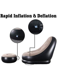 Executive LLC 2 in 1 Inflatable Sofa Set Folding Portable Inflatable Lazy Flocked Recliner with Footrest Perfect for Pop Up Indoor and Outdoor Balcony Backyard Camping Picnic  - Image 3