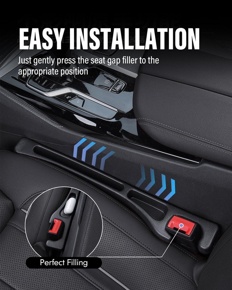 FOLUMAD Car Seat Gap Filler, 2 Pack No-Drop Seat Side Gap Seam Filler Organizer with Phone Holder, Universal Fit Fill The Gap Between Seat and Console, Perfect for Car SUV Truck Black - Image 5