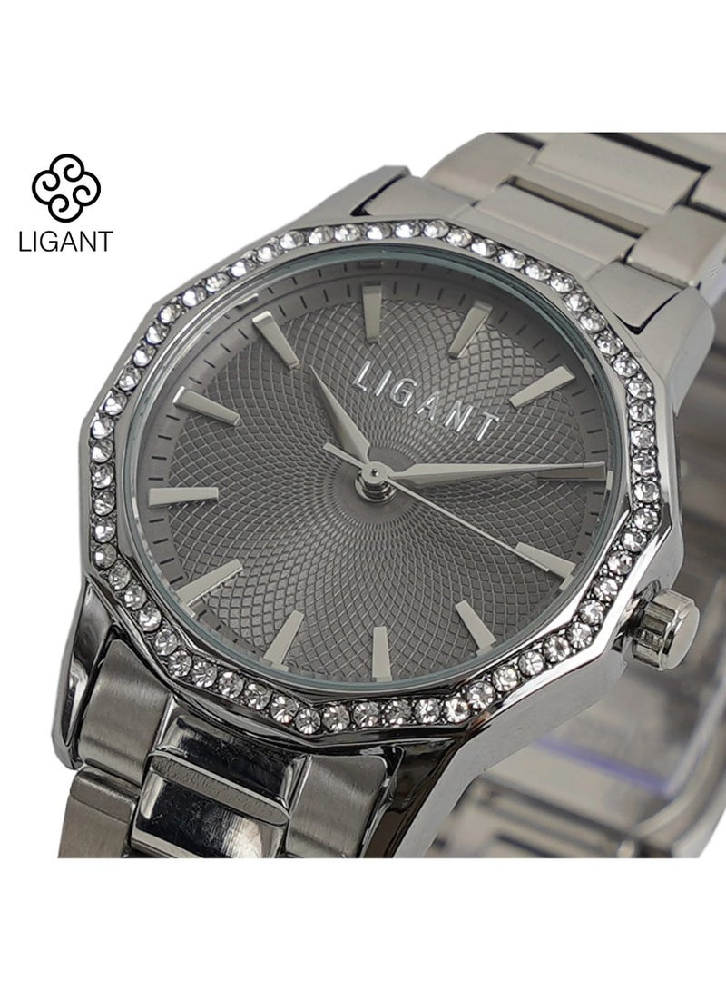 LIGANT Luxury Women's Stainless Steel Watch in Classic Silver - Elegant Modern Design - Rust Resistant Metallic Wristwatch for Events & Daily Wear - Image 2