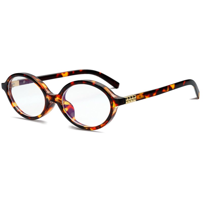 Breaksun Fashion Oval Glasses for Women Men Retro Round Tortoise Frame Blue Light Glasses Nerd Eyeglasses (Brown Tortoise) - Image 1