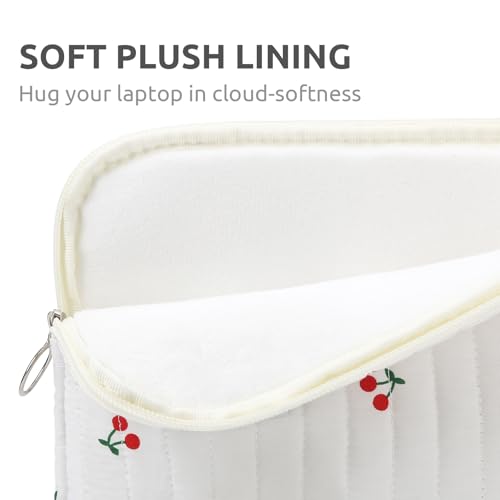 BBIQI Puffy Laptop Sleeve 13-15.6 Inch Cute Quilted Laptop Protective Case Padded Floral Computer Sleeve for MacBook (B-Cherry, 15 Inch) - Image 4