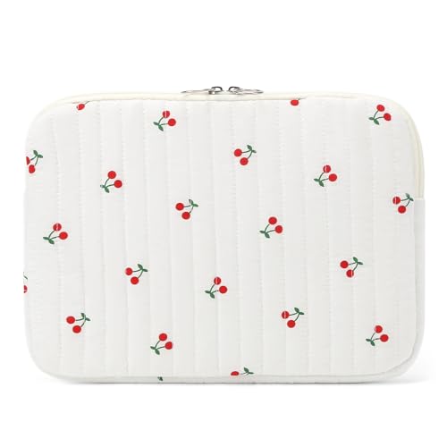 BBIQI Puffy Laptop Sleeve 13-15.6 Inch Cute Quilted Laptop Protective Case Padded Floral Computer Sleeve for MacBook (B-Cherry, 15 Inch) - Image 1