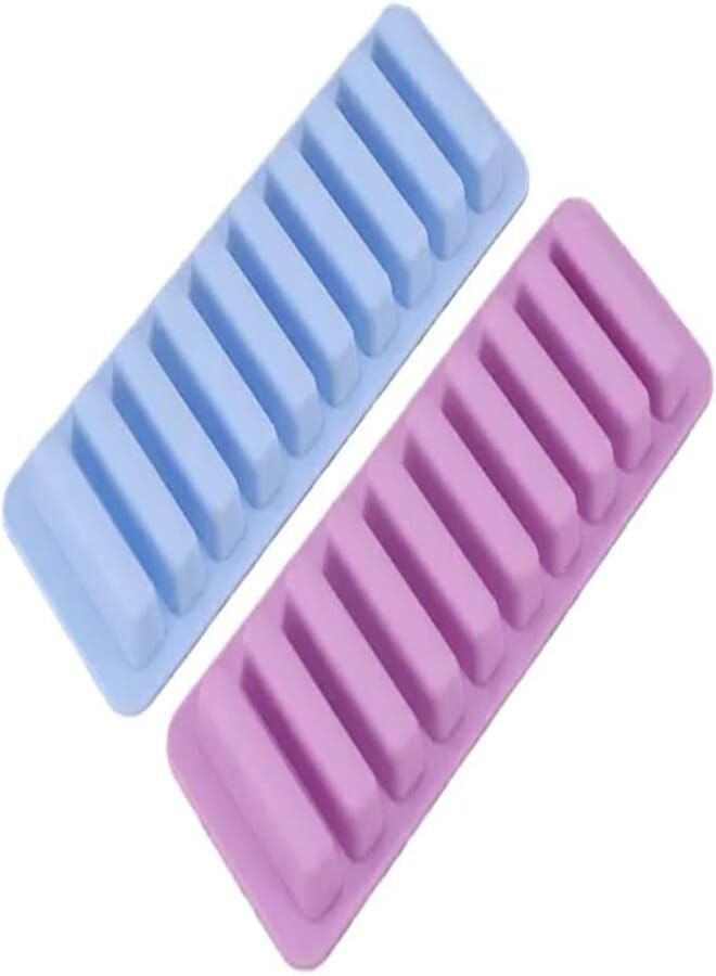 2 Pieces Ice Cube Trays Food Grade Silicone (Blue+Purple)