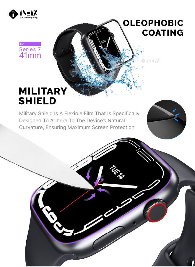INEIX Full Glue HD Screen Protector For Apple Watch Series 7 - 41 mm - Black/Clear  - Image 5