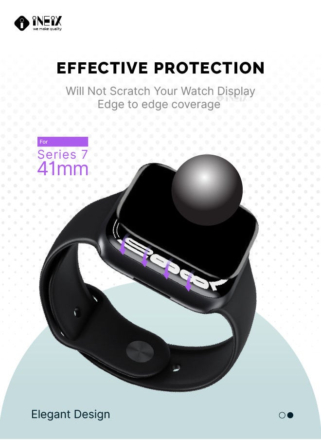 INEIX Full Glue HD Screen Protector For Apple Watch Series 7 - 41 mm - Black/Clear  - Image 4