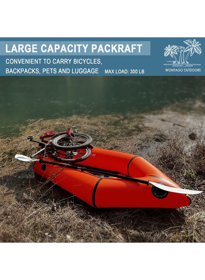 WONITAGO Packraft TPU Inflatable Travel Kayak with Soft Seat Lightweight Packrafts for Flat Water Rafting/Bicycle Drifting/Litewater Dinghy, 1 Person, 6.8Ft, Orange - Image 4