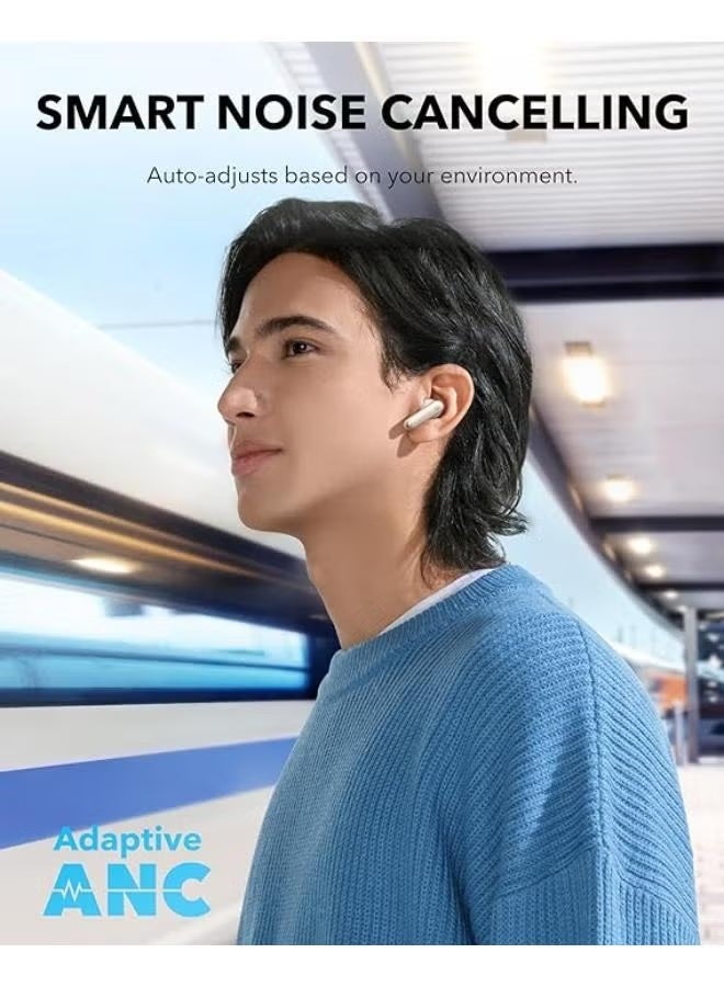 True wireless earbuds with 10mm drivers for powerful bass, Bluetooth 5.3 support, up to 30 hours of battery life, IPX5 waterproof rating, AI clear call function, 22 preset EQ modes adjustable via app, (Pearl White) - Image 4