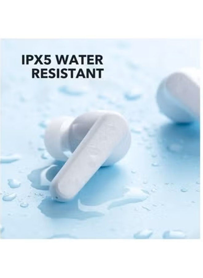 Premium wireless earphones with up to 30 hours’ battery life, powerful bass, Bluetooth 5.3 support, 10mm drivers, IPX5 water resistance certification, AI-enhanced call clarity, and 22 preset equaliser modes adjustable via the app (Pearl White) - Image 3