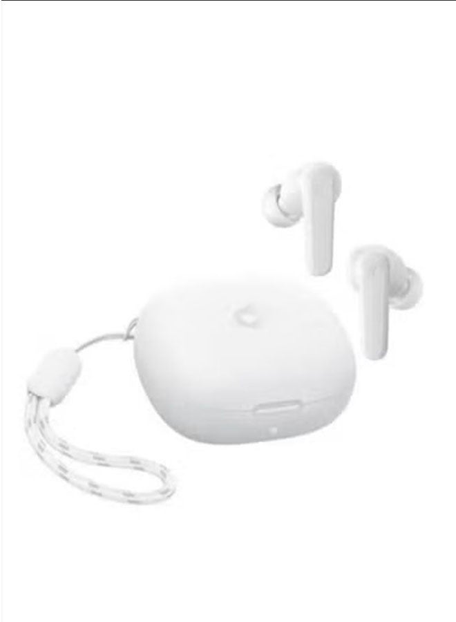Premium wireless earphones with up to 30 hours’ battery life, powerful bass, Bluetooth 5.3 support, 10mm drivers, IPX5 water resistance certification, AI-enhanced call clarity, and 22 preset equaliser modes adjustable via the app (Pearl White) - Image 1