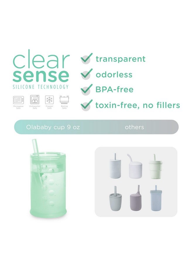 Olababy Clear View Silicone Training Cup with Straw Lid | Toddler Sippy Trainer 12mo+ | Unbreakable Water Drinking Cups for Kids 2yr+ | Baby Led Weaning & Feeding Supplies (Mint, 9 oz) - Image 2