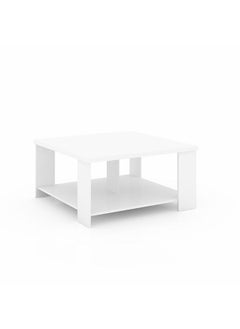 DANUBE HOME Paz Coffee Table Multi Functional Living Room Desk Space Saving Center Table Furniture For Home Living Room L 90 x W 90 x H 45.5 cm White  - Image 4