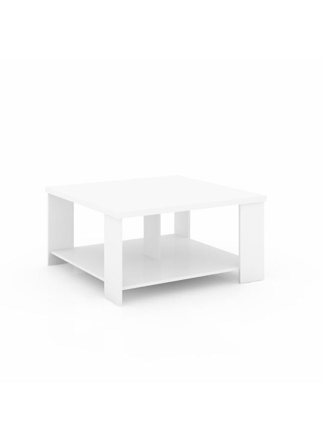 DANUBE HOME Paz Coffee Table Multi Functional Living Room Desk Space Saving Center Table Furniture For Home Living Room L 90 x W 90 x H 45.5 cm White - Image 4