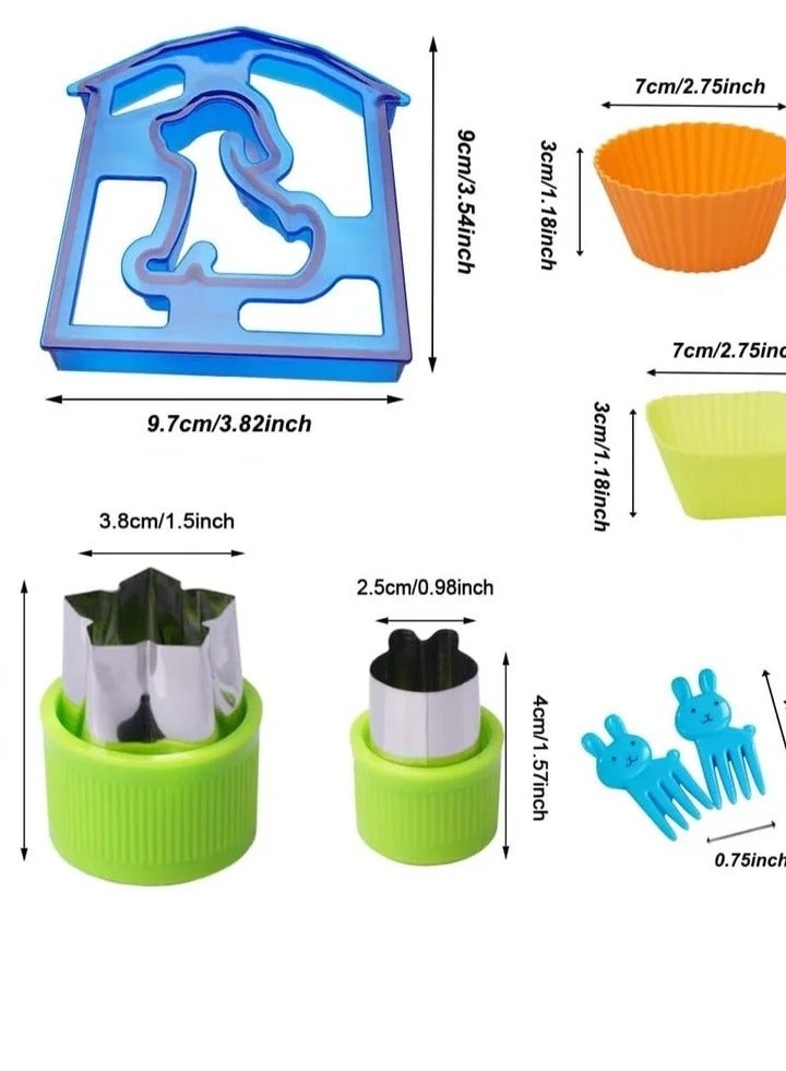 Sandwich Cutter and Sealer, 38PCS Cutters for Kids, Great For Toddler Lunch Box Containers, includes Fruit Vegetable cookie cutters, Food Pick forks - Image 2