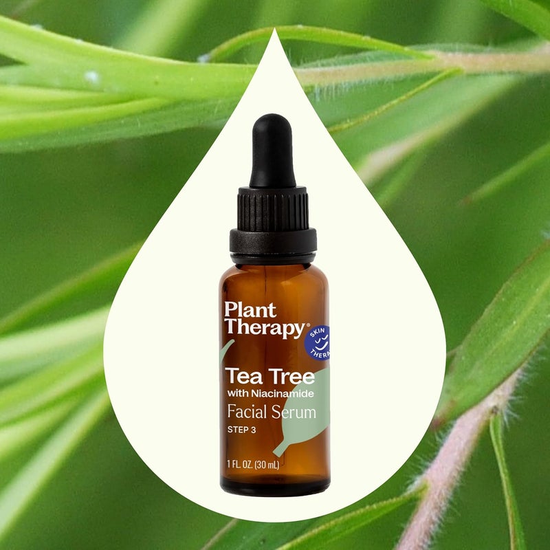 Plant Therapy سيروم الوجه من بلانت ثيرابي شجرة الشاي مع النياسيناميد 1 أونصة مع زيت شجرة الشاي وزيت الساحرة وقشرة الصفصاف ممتاز للبشرة المشكلة مع خلق بشرة صحية وواضحة - Image 4