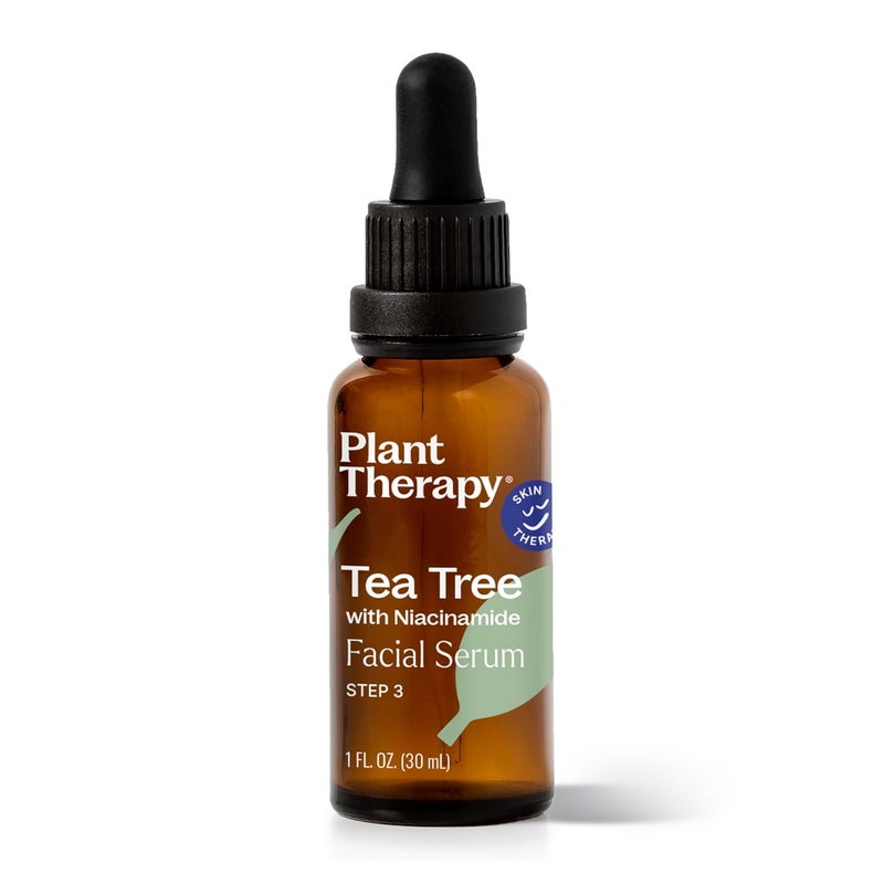 Plant Therapy سيروم الوجه من بلانت ثيرابي شجرة الشاي مع النياسيناميد 1 أونصة مع زيت شجرة الشاي وزيت الساحرة وقشرة الصفصاف ممتاز للبشرة المشكلة مع خلق بشرة صحية وواضحة - Image 1