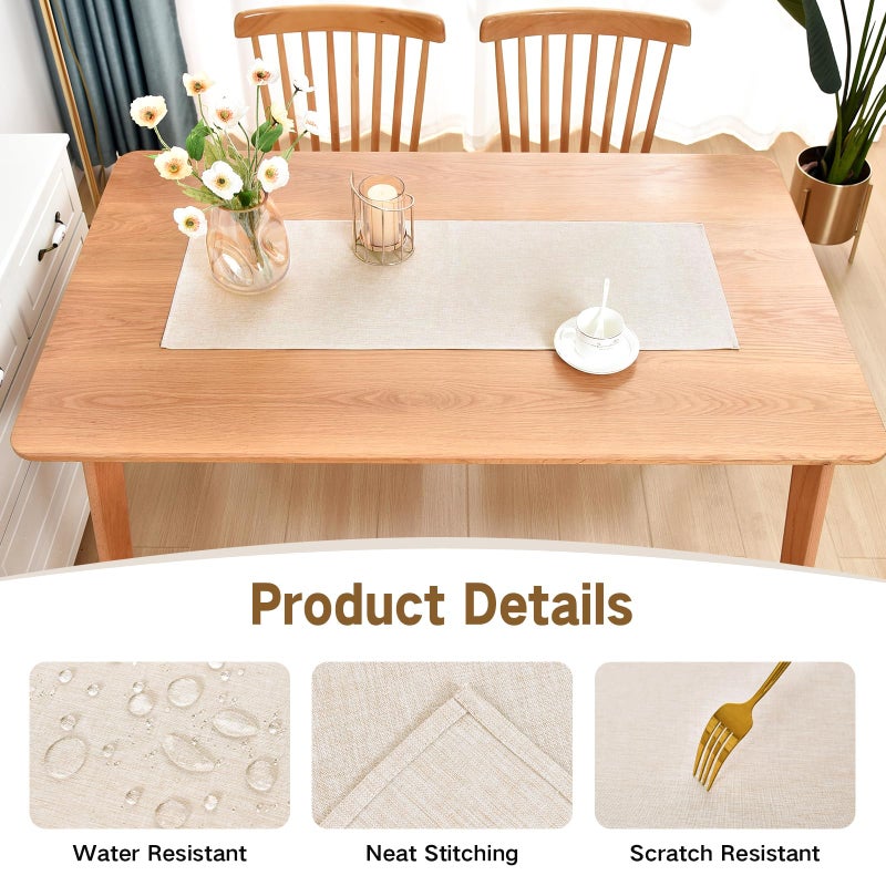 Nacuci Farmhouse Rustic Table Runner Neutral Faux Linen Table Runners Water Resistant Short Table Runner 36 inches for Living Room Dresser Bedroom Kitchen Dining Party 13x36 Inch - Image 3