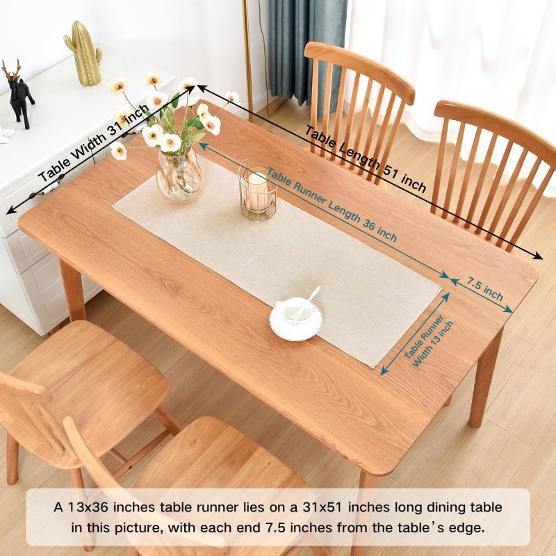 Nacuci Farmhouse Rustic Table Runner Neutral Faux Linen Table Runners Water Resistant Short Table Runner 36 inches for Living Room Dresser Bedroom Kitchen Dining Party 13x36 Inch - Image 2