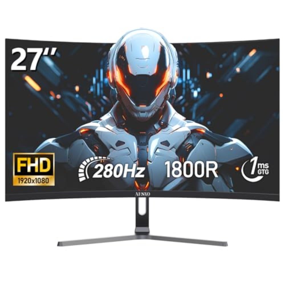 جينيريك شاشة ألعاب منحنية من جينيريك للرياضات الإلكترونية - FHD 1920x1080، 280 هرتز، 1ms GTG، تدعم FreeSync