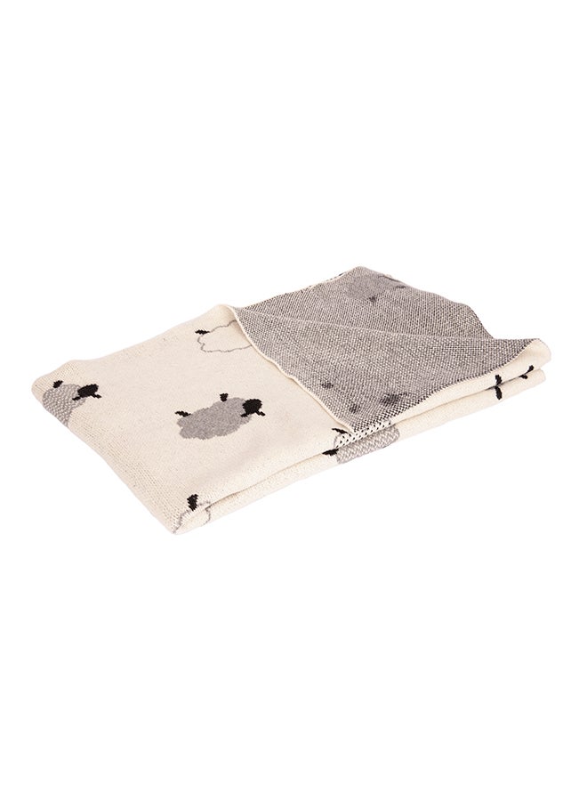 Alina Blanket 100% Cotton Knitted (Sheep Black-Natural ) - Image 1