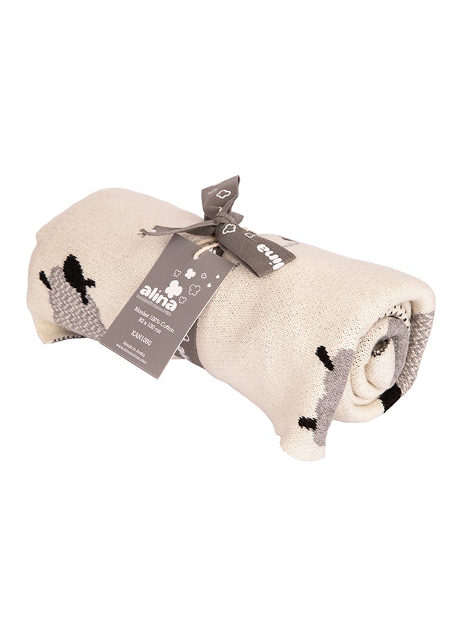 Alina Blanket 100% Cotton Knitted (Sheep Black-Natural ) - Image 3