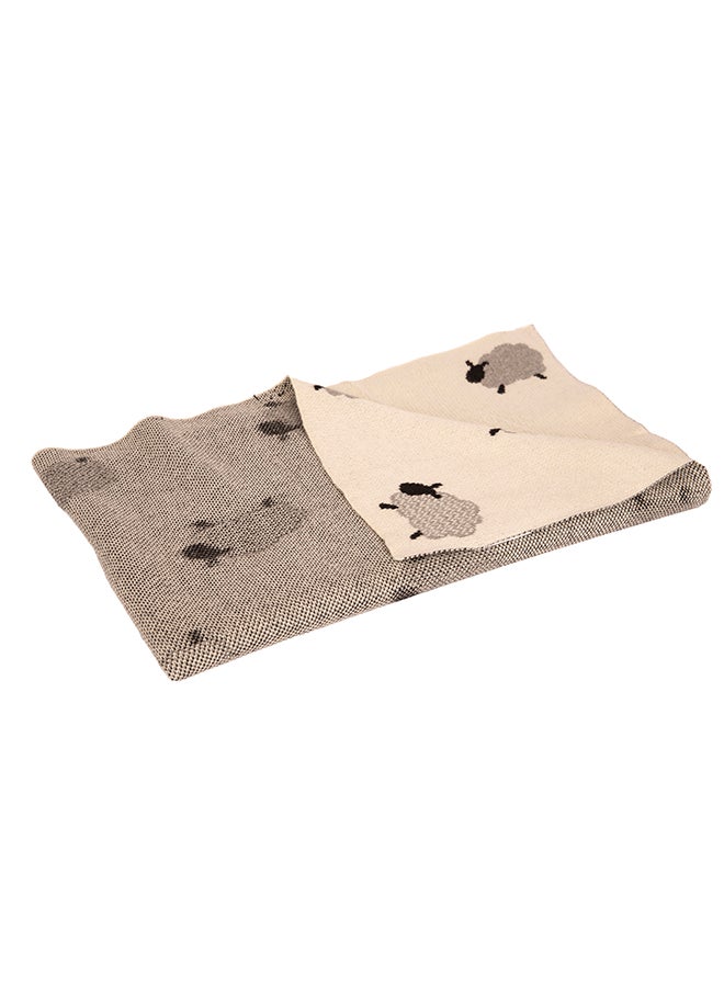 Alina Blanket 100% Cotton Knitted (Sheep Black-Natural ) - Image 2