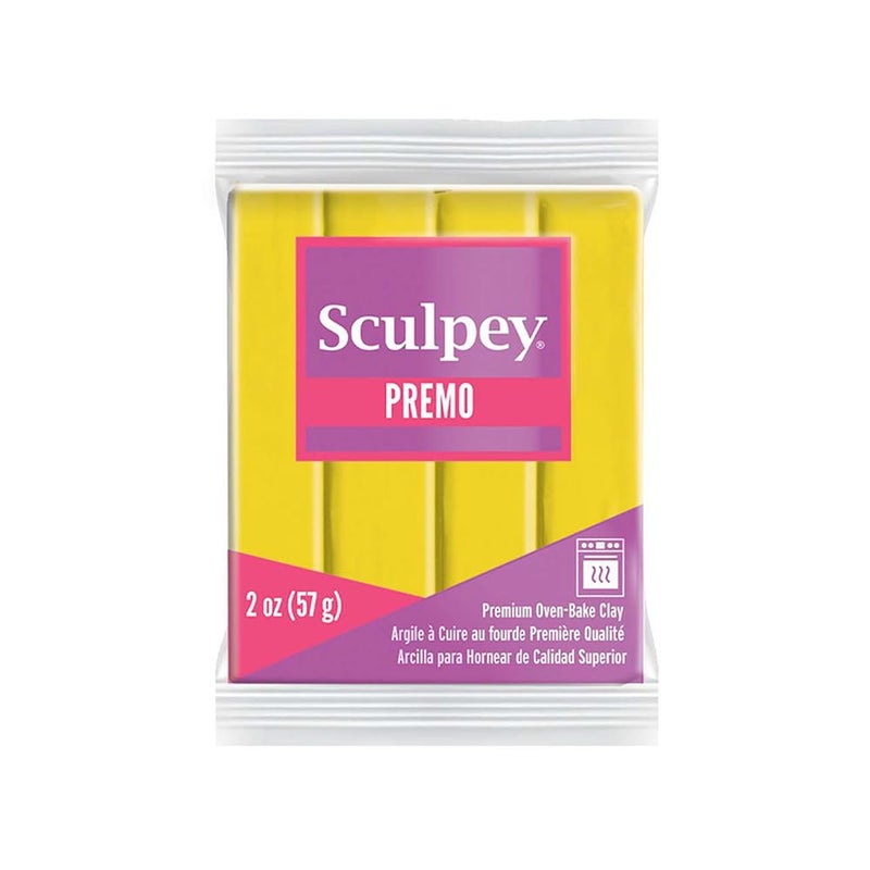 Sculpey Sculpey Premo Polymer OvenBake Clay Cadmium Yellow Hue Non Toxic 2 oz bar Great for jewelry making holiday DIY mixed media and more Premium clay perfect for clayers and artists 