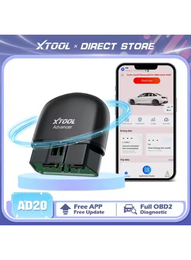 أداة اكس  أداة فحص أكواد OBD2 اللاسلكية XTOOL AD20 بلوتوث 2025، جهاز قراءة الأكواد، أدوات تشخيص OBD 2، قراءة الأكواد الخاطئة، تشخيص المحرك، تطبيق مجاني - Image 1