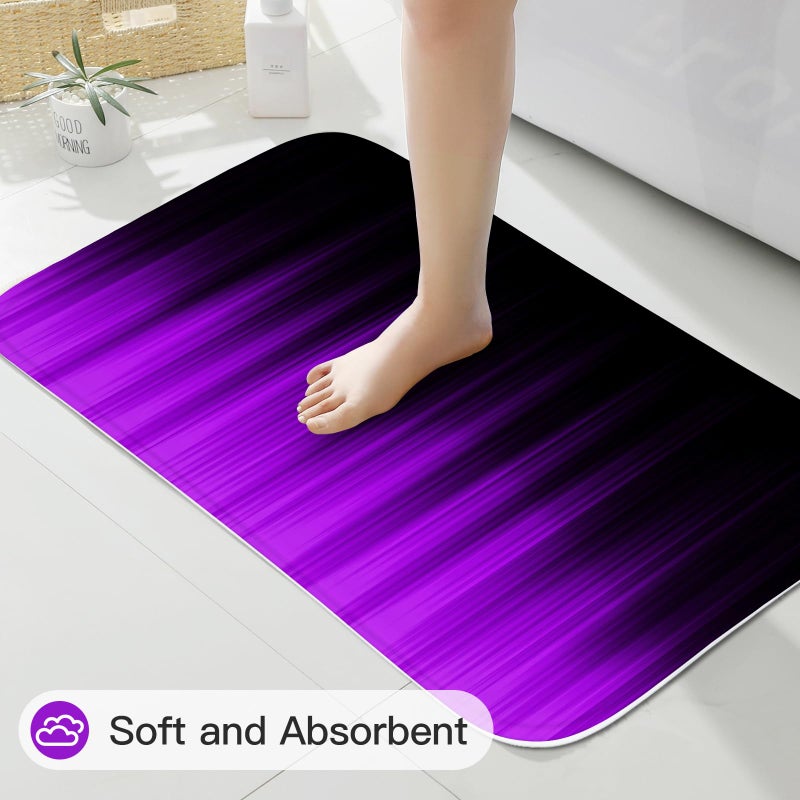 Litabel 4 Pcs Purple and Black Gradient Shower Curtain Set with Rugs and Toilet Lid Cover, Modern Simple Waterproof Fabric Bathroom Set, Ombre Stripe Gothic Abstract Bathroom Decor Set Accessories - Image 5