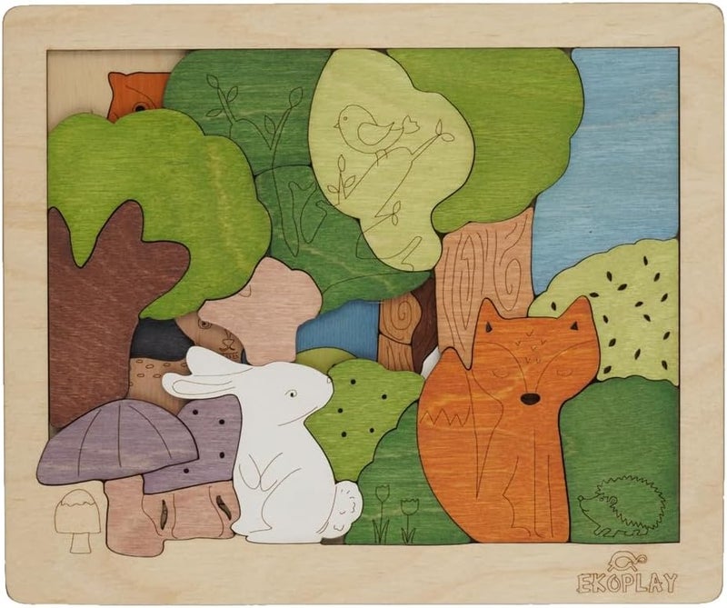 EKOPLAY 31 Piece Woodlands Wooden Puzzle for Kids, Jigsaw Puzzle for Pre-School Kids, Learning Educational Toys Gifts for Boys & Girls - Image 1