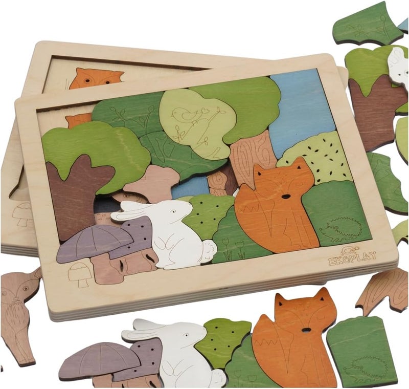 EKOPLAY 31 Piece Woodlands Wooden Puzzle for Kids, Jigsaw Puzzle for Pre-School Kids, Learning Educational Toys Gifts for Boys & Girls - Image 5