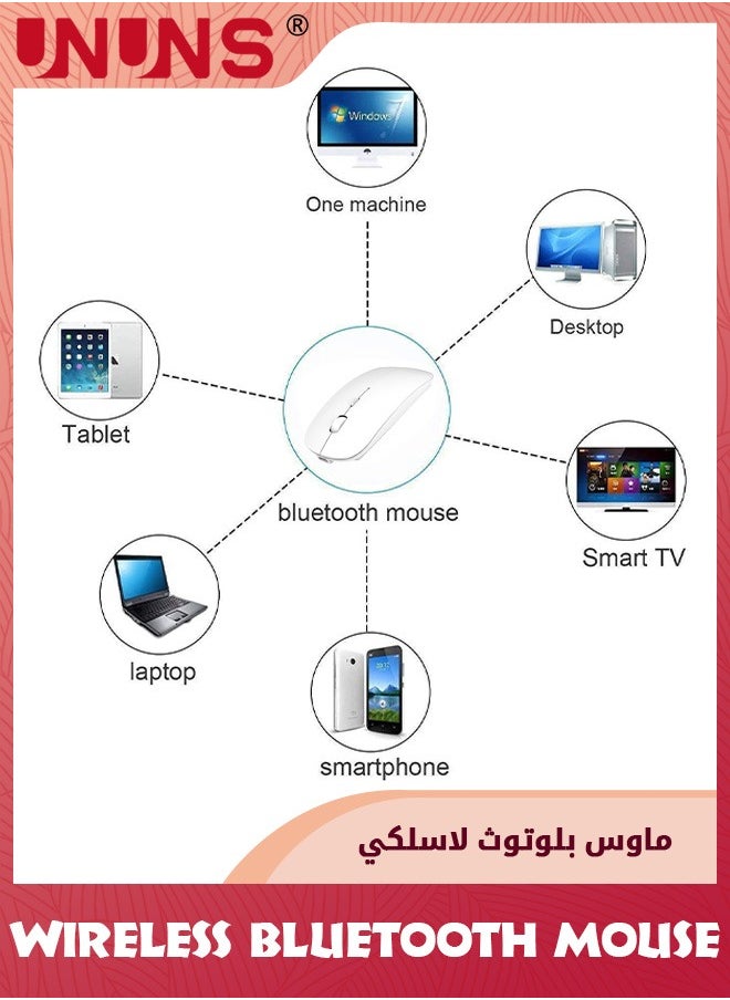UNUNS Wireless Mouse,Bluetooth Mice,2.4GHz Mouse With USB Mini Receiver,Mouse For Laptop PC Computer Notebook,Optical Tracking Mice,Silent Mouse,Battery Powered,White  - Image 3