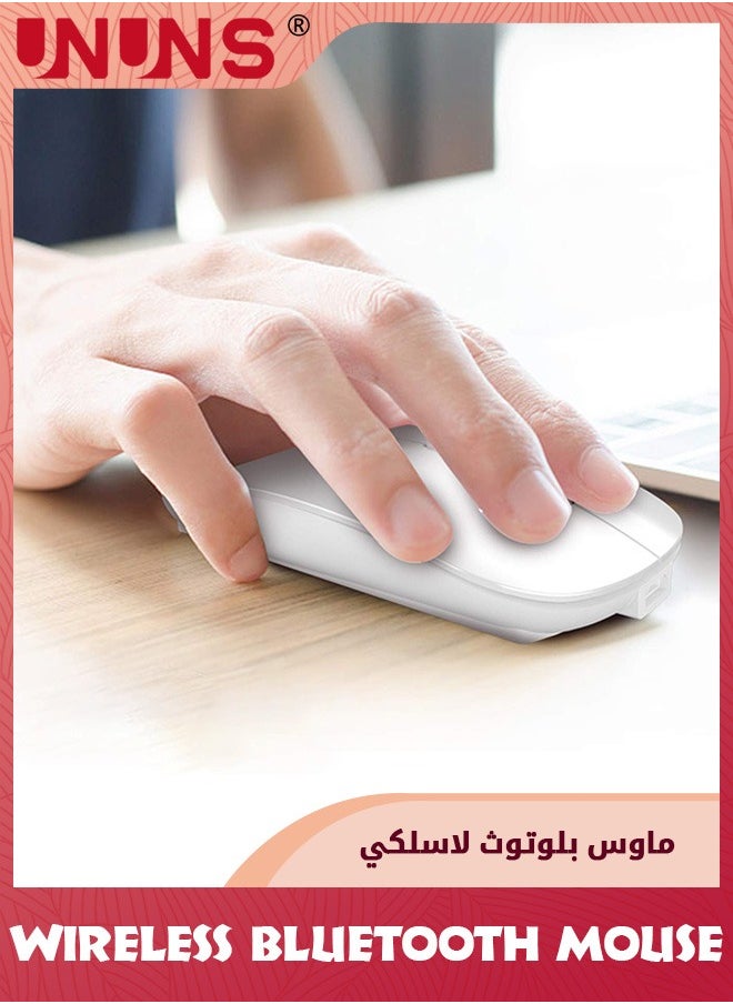 UNUNS - Wireless Mouse,Bluetooth Mice,2.4GHz Mouse With USB Mini Receiver,Mouse For Laptop PC Computer Notebook,Optical Tracking Mice,Silent Mouse,Battery Powered,White - Image 1