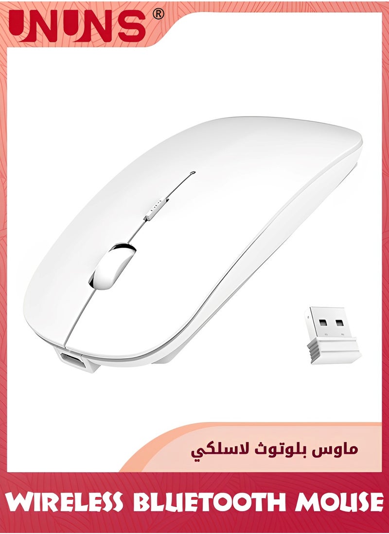 UNUNS Wireless Mouse,Bluetooth Mice,2.4GHz Mouse With USB Mini Receiver,Mouse For Laptop PC Computer Notebook,Optical Tracking Mice,Silent Mouse,Battery Powered,White  - Image 1