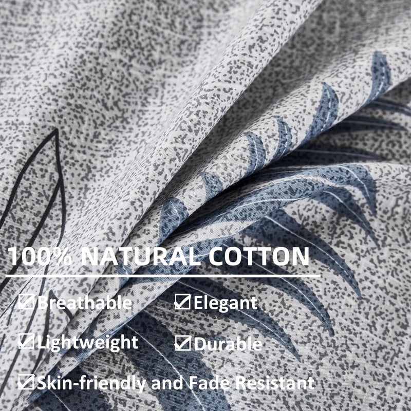 OAITE Duvet Cover Set 100% Cotton Comforter Cover with Leaf Pattern Duvet Cover Set Soft Bedding Set Includes with 3 Piece (2 Pillow Shams 1 Duvet Cover) - Image 4