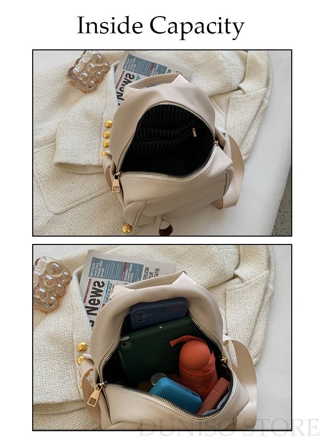 DUNISO Classic Waterproof Travel Backpack For Women Softable Faux Leather Large Capacity School Backpack Anti Theft Pragmatic Backpack For College Girls Students - Image 3