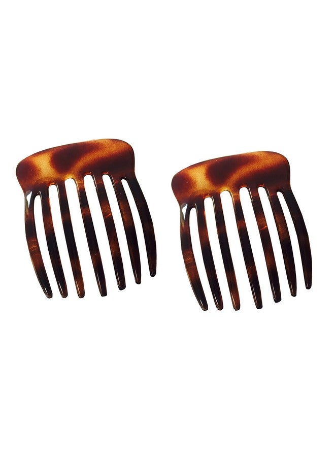 Parcelona French Fingers Seven Teeth Large 2 Pieces Celluloid Acetate Tortoise Shell Hair Side Hair Combs - Image 2