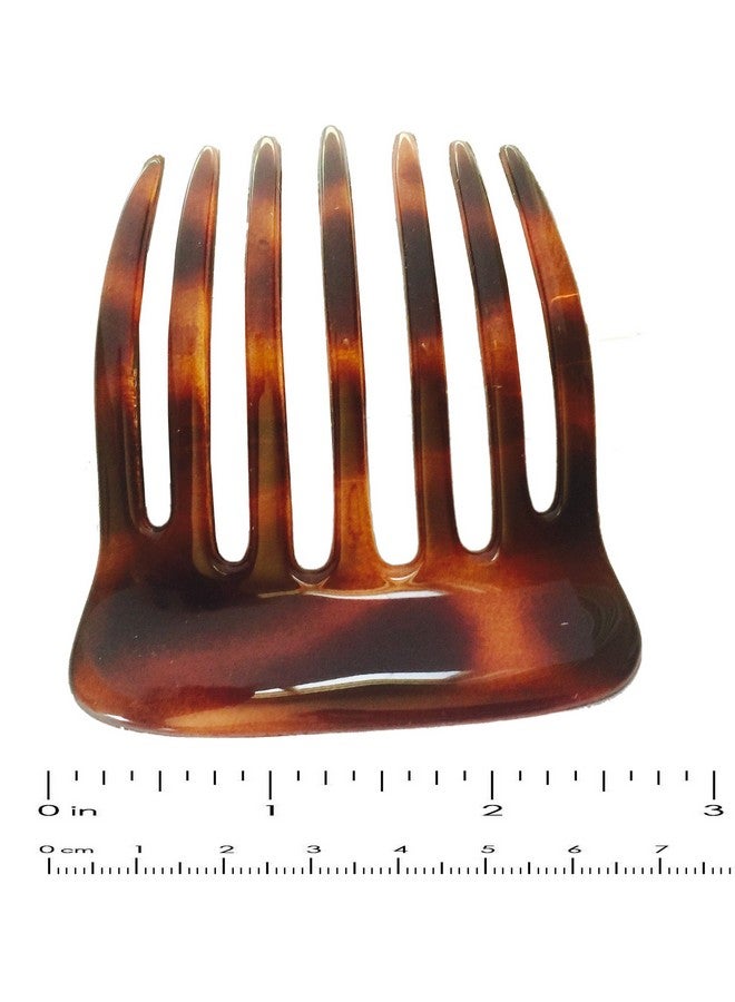Parcelona French Fingers Seven Teeth Large 2 Pieces Celluloid Acetate Tortoise Shell Hair Side Hair Combs - Image 4