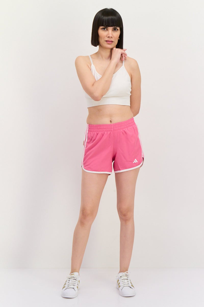 Adidas Women Sportswear Fit 4 Inseam Brand Logo Outdoor Shorts, Pink Vine - Image 4