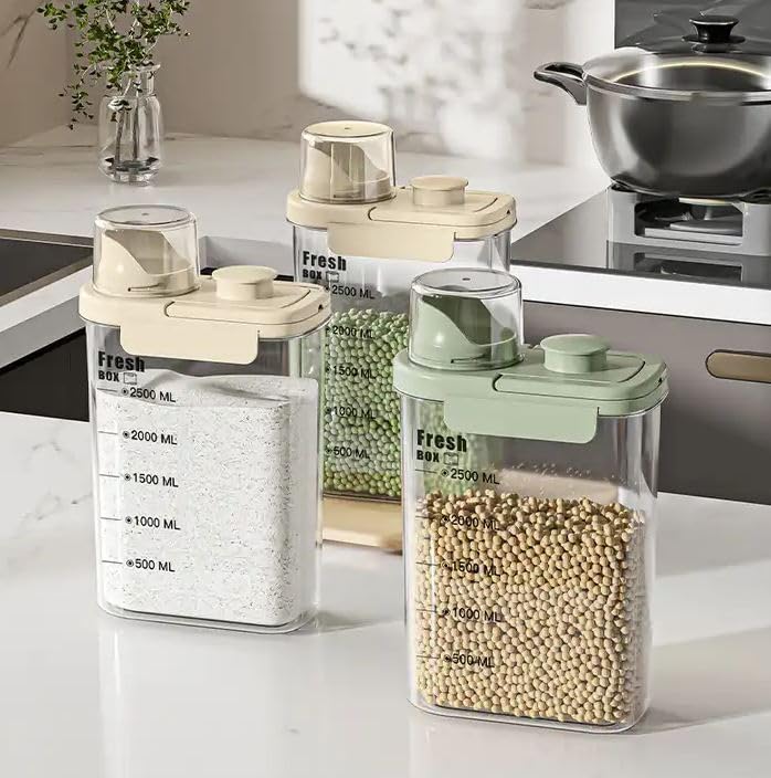 Crobat Measuring Cup Pour Spout Airtight Food Storage Dispenser Jar With Lids For Cereals Storage - Image 3