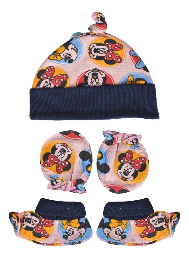 ماما ميا قبعة موميميا للجنسين بطبعة ميكي وأصدقائه مع جوارب وقفازات (أزرق، من 0 إلى 6 أشهر) - Image 1