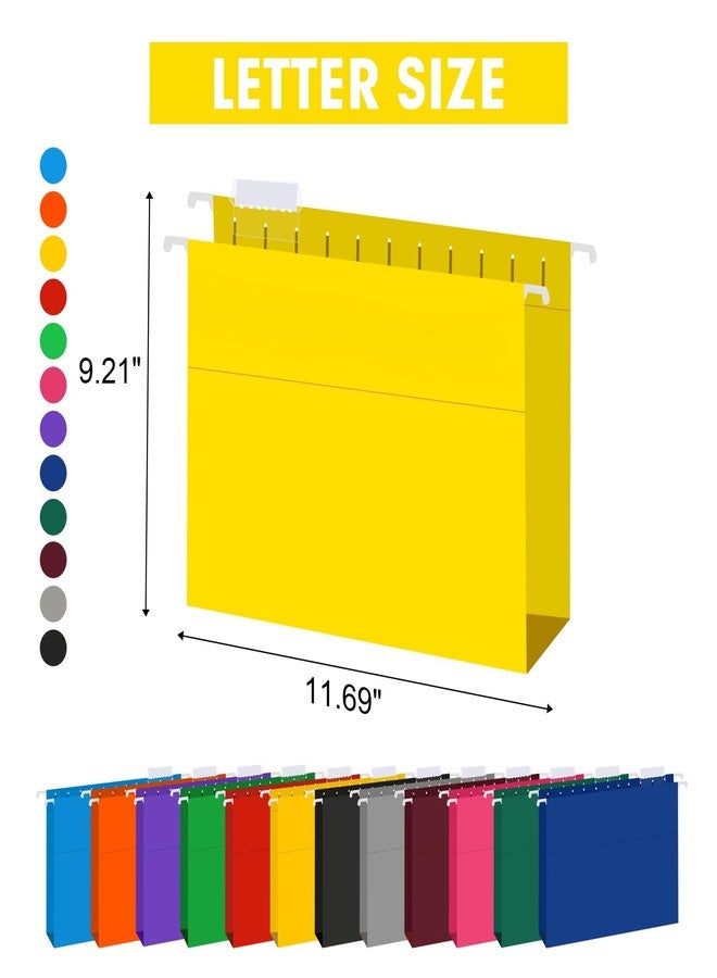 HERKKA Extra Capacity Hanging File Folders, 60 Pack Reinforced Letter Size Hanging Folders Designed for Bulky Files, Medical Charts, Assorted Colors (3 Inch Expansion) - Image 2