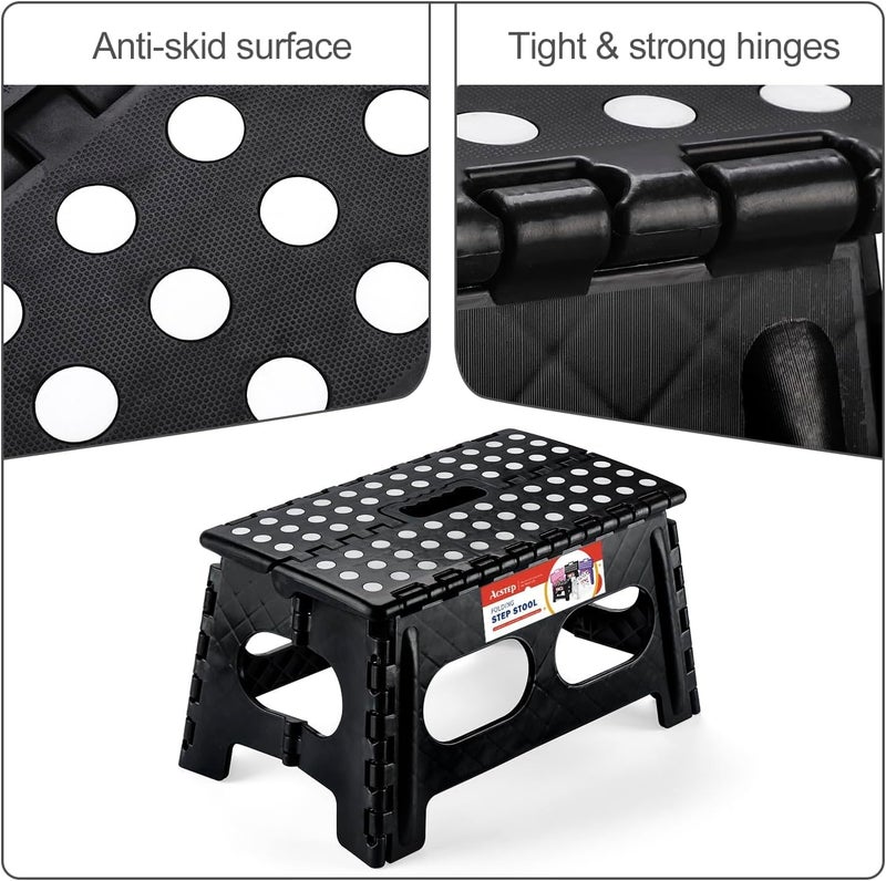ACSTEP Folding Step Stool, 15-Inch Extra Wide 9Inch Height Heavy Duty Stepping Stool More Safe and Comfortable Non Slip Foldable Step Stool for Kids and Adults Black, 10 Pack - Image 3