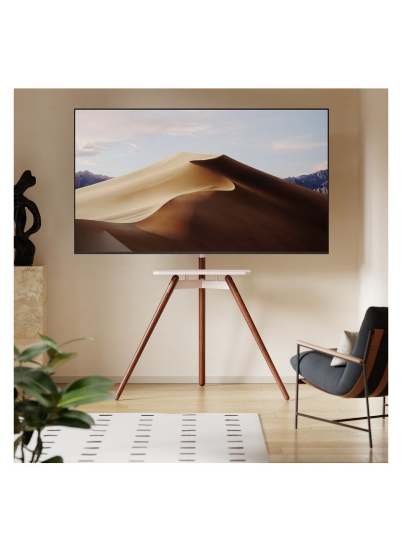 HXDream TV Stand,Tripod Base,adjustable height and pitch angle,Fits 32-75 inch TV or Monitor,with storage panel,Suitable for conference rooms,living rooms, bedrooms(White)  - Image 1