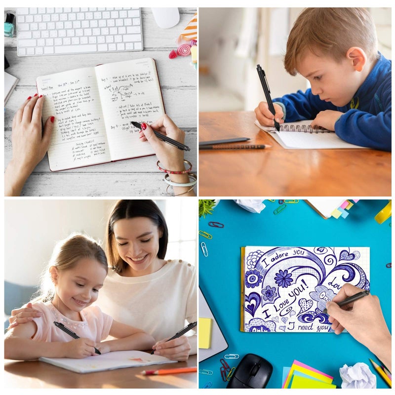 smttw 4 in1 Multi-Function Refillable & Retractable Ballpoint Pen + 0.5mm Mechanical Pencil, Fine Point, Black Metal Barrel, Black/Red/Blue Inks, Multicolor Pen With Metal Gift Box - Image 3