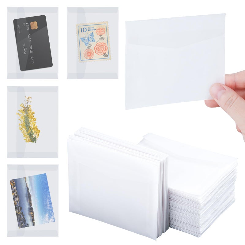 Aeaocvo 50 PCS Glassine Envelopes 4.5 Ã— 3.2" Translucent Envelope Small Clear Envelope Self Sealing Mini Envelopes for Stamps Coins Seeds Collecting Lottery Ticket Gift Card Wedding Invitation - Image 1