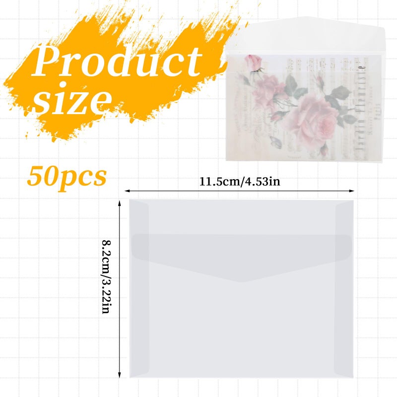 Aeaocvo 50 PCS Glassine Envelopes 4.5 Ã— 3.2" Translucent Envelope Small Clear Envelope Self Sealing Mini Envelopes for Stamps Coins Seeds Collecting Lottery Ticket Gift Card Wedding Invitation - Image 2