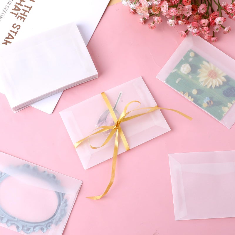 Aeaocvo 50 PCS Glassine Envelopes 4.5 Ã— 3.2" Translucent Envelope Small Clear Envelope Self Sealing Mini Envelopes for Stamps Coins Seeds Collecting Lottery Ticket Gift Card Wedding Invitation - Image 4