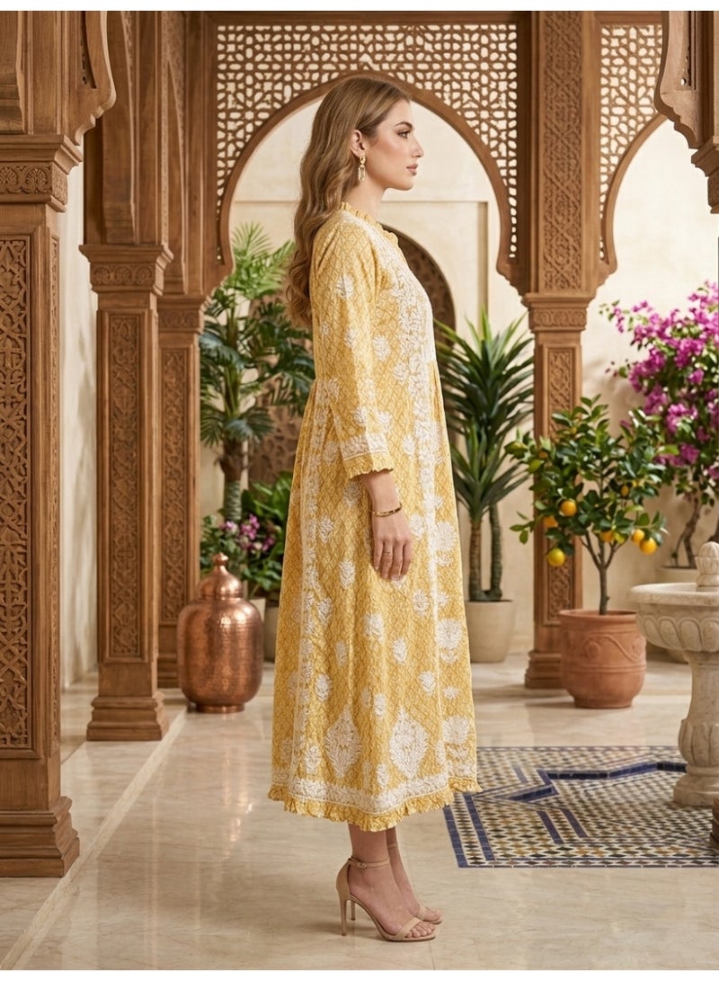 Alaya Hand Embroidered Chikankari Mulmul Kurta-AL3883 - Image 3